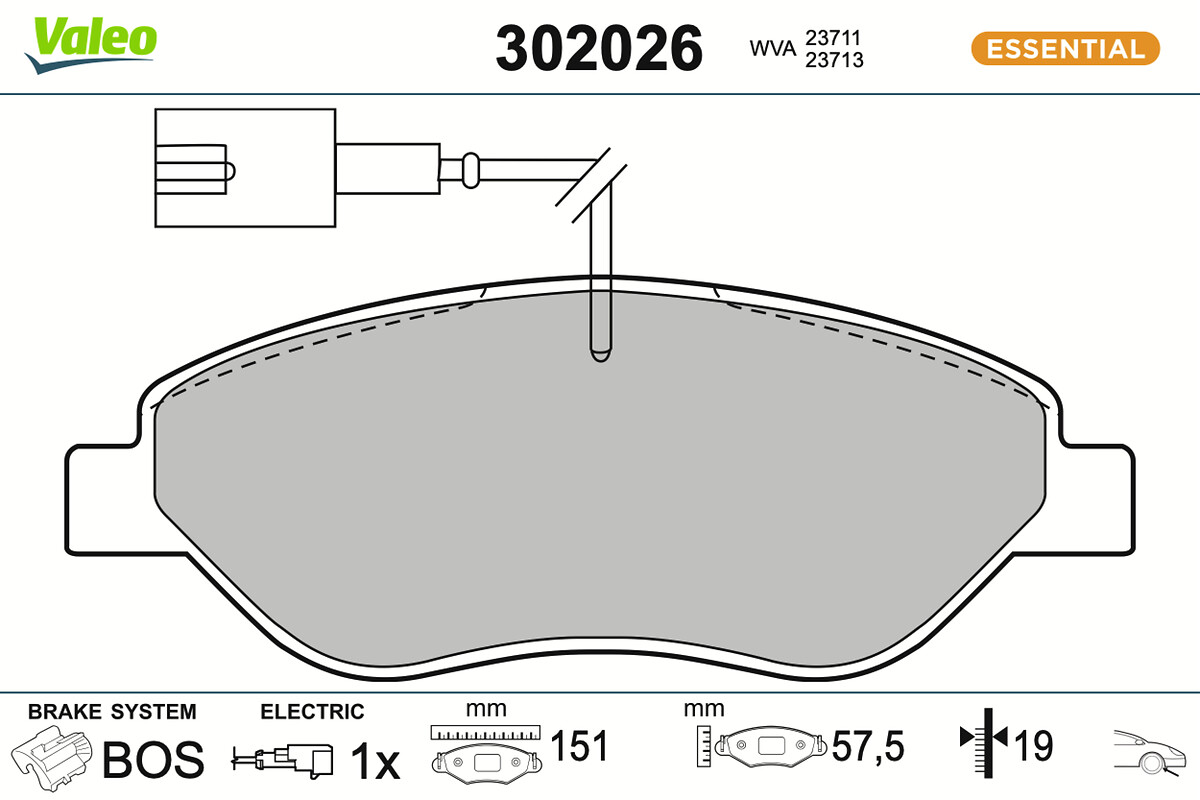 Jogo de 4 pastilhas de travão VALEO ref. 302026
